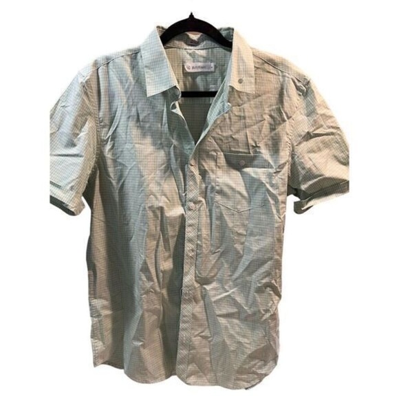 Calvin Klein Men's Short Sleeve Button-Down Shirt Green Checkered M - Picture 1 of 9